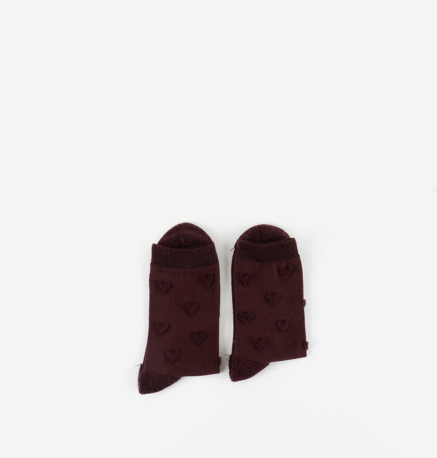 V 9126033 heart detail socks burgundy
