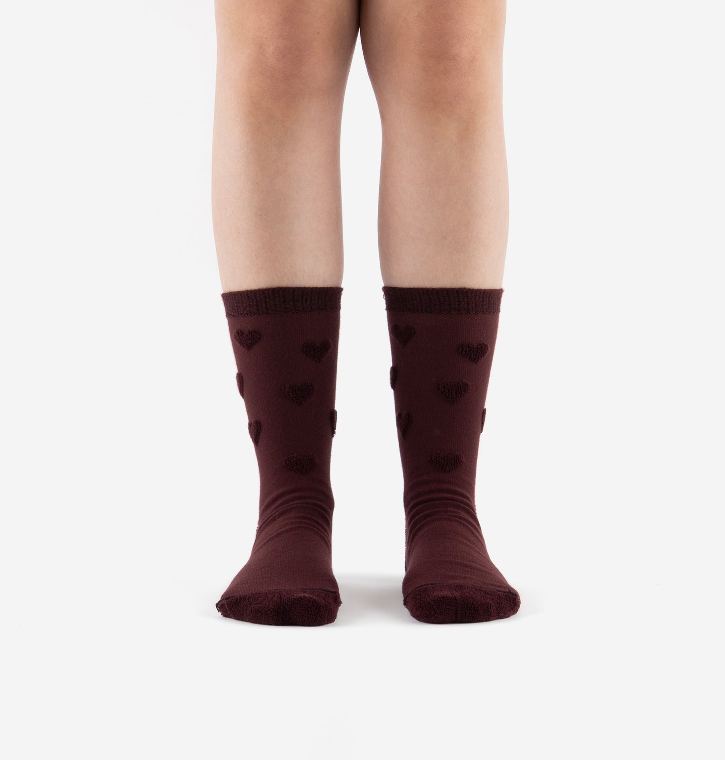 V 9126033 heart detail socks burgundy