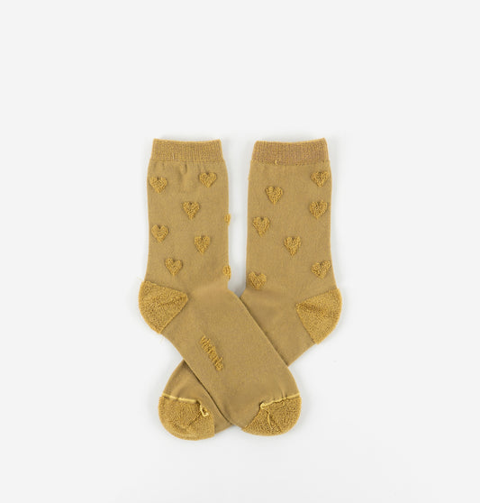V 9126033 heart detail socks mustard