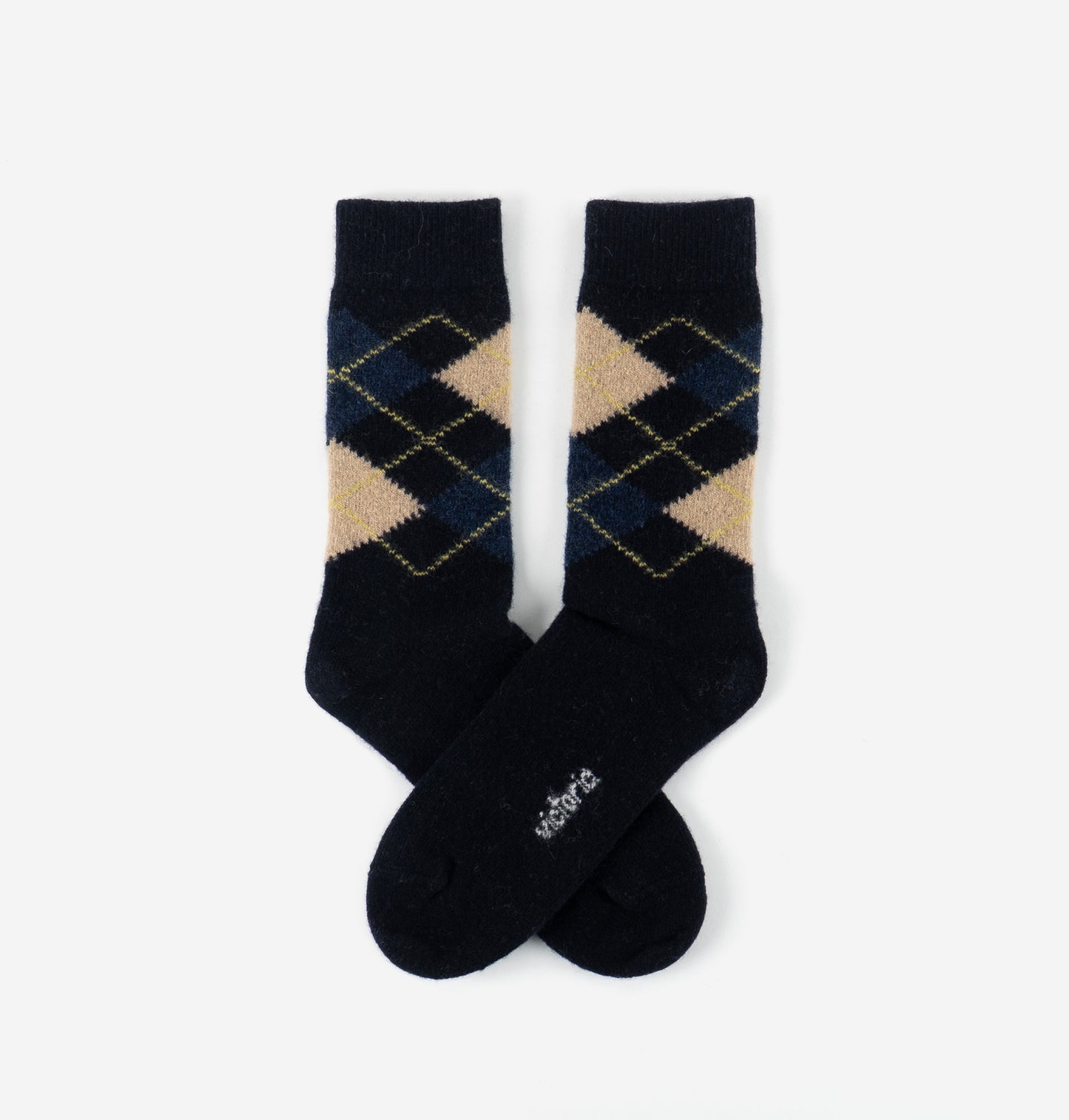V 9126041 diamond pattern wool socks blue