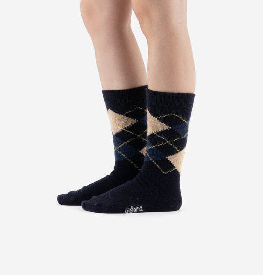 V 9126041 diamond pattern wool socks blue