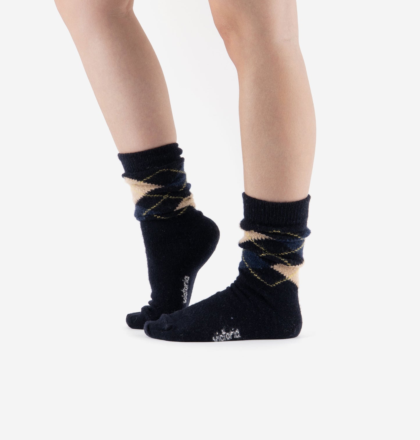 V 9126041 diamond pattern wool socks blue