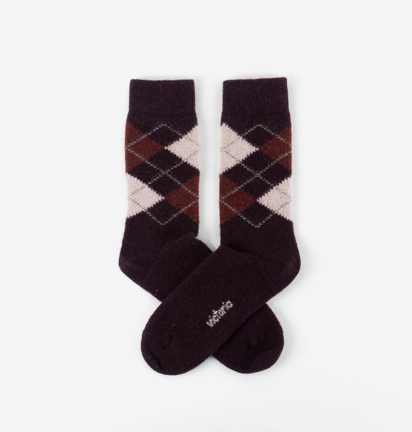 V 9126041 diamond pattern wool socks burgundy