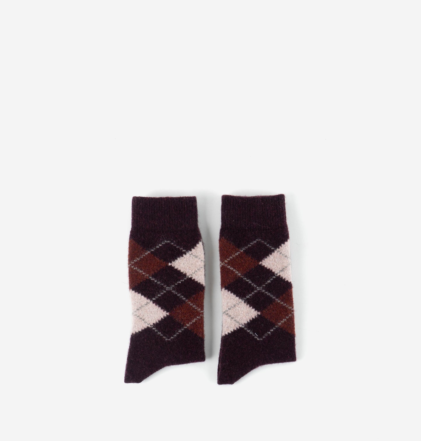 V 9126041 diamond pattern wool socks burgundy