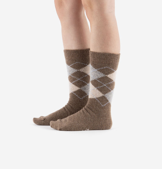 V 9126041 diamond pattern wool socks brown