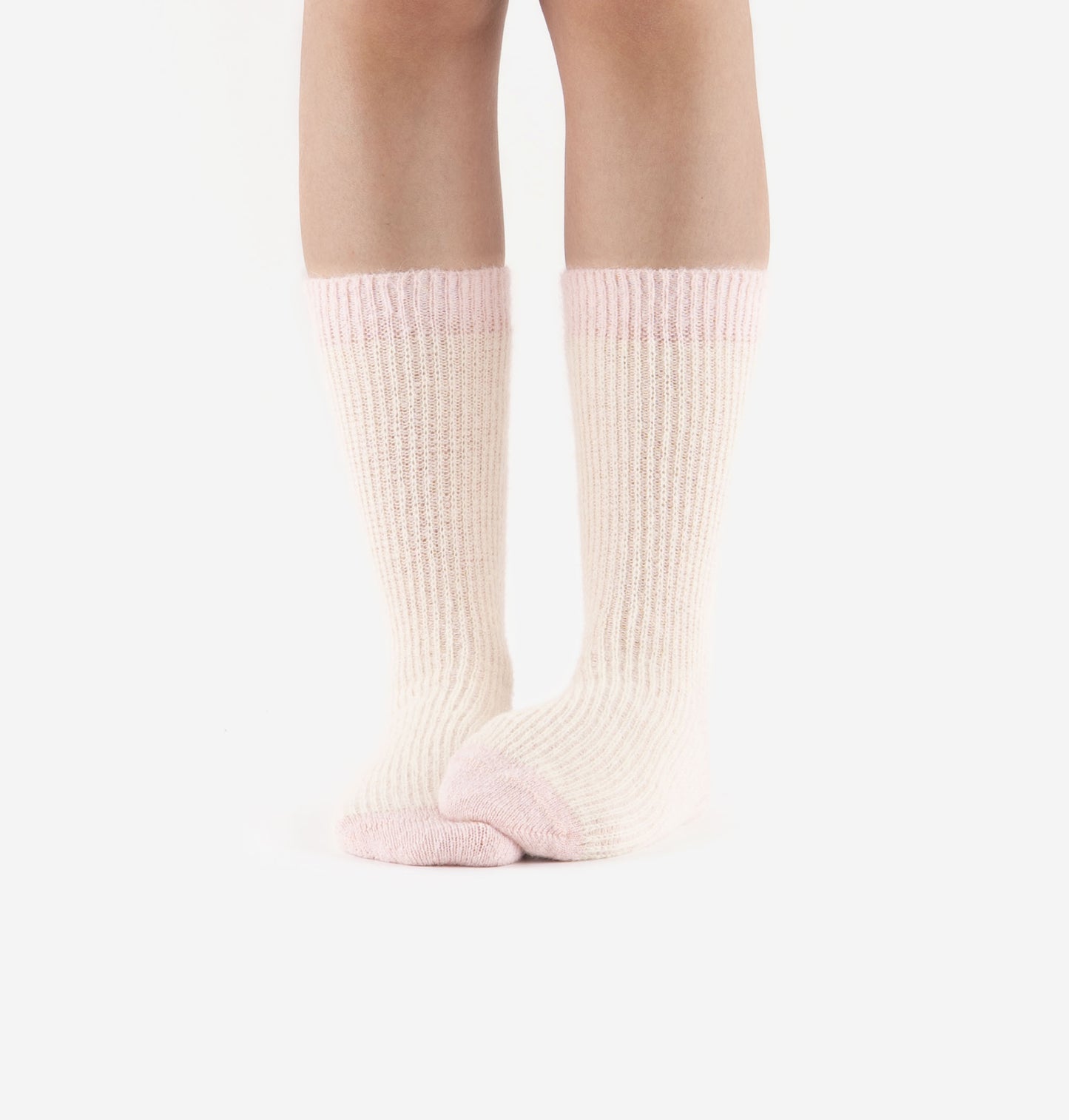 V 9126043 2 tone wool socks pink