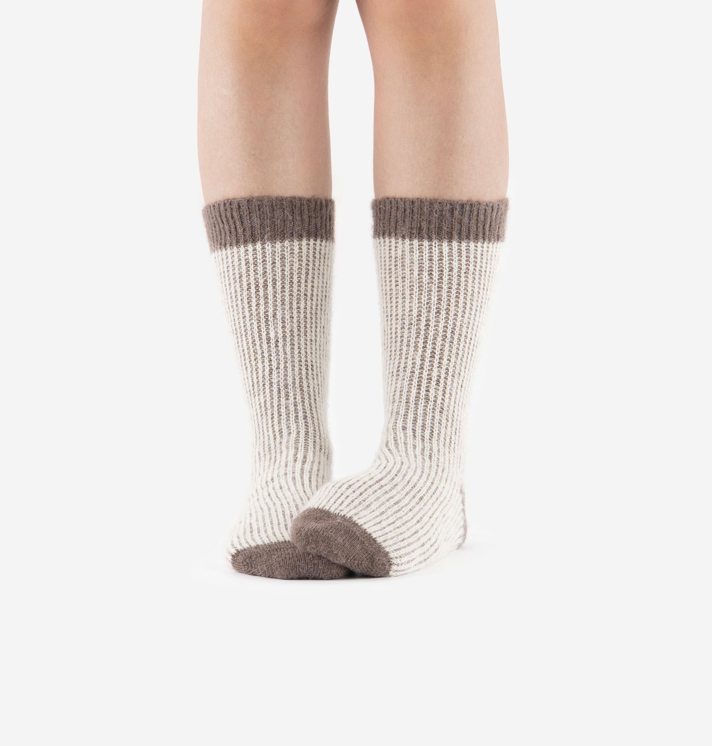 V 9126043 2 tone wool socks taupe