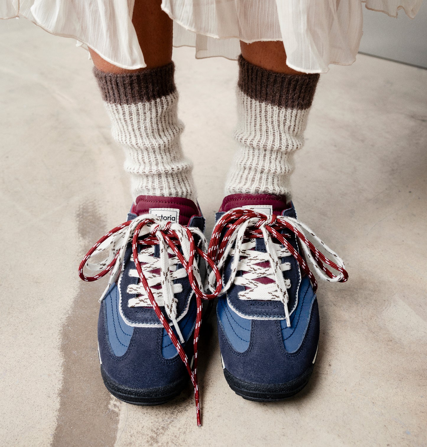 V 9126043 2 tone wool socks taupe