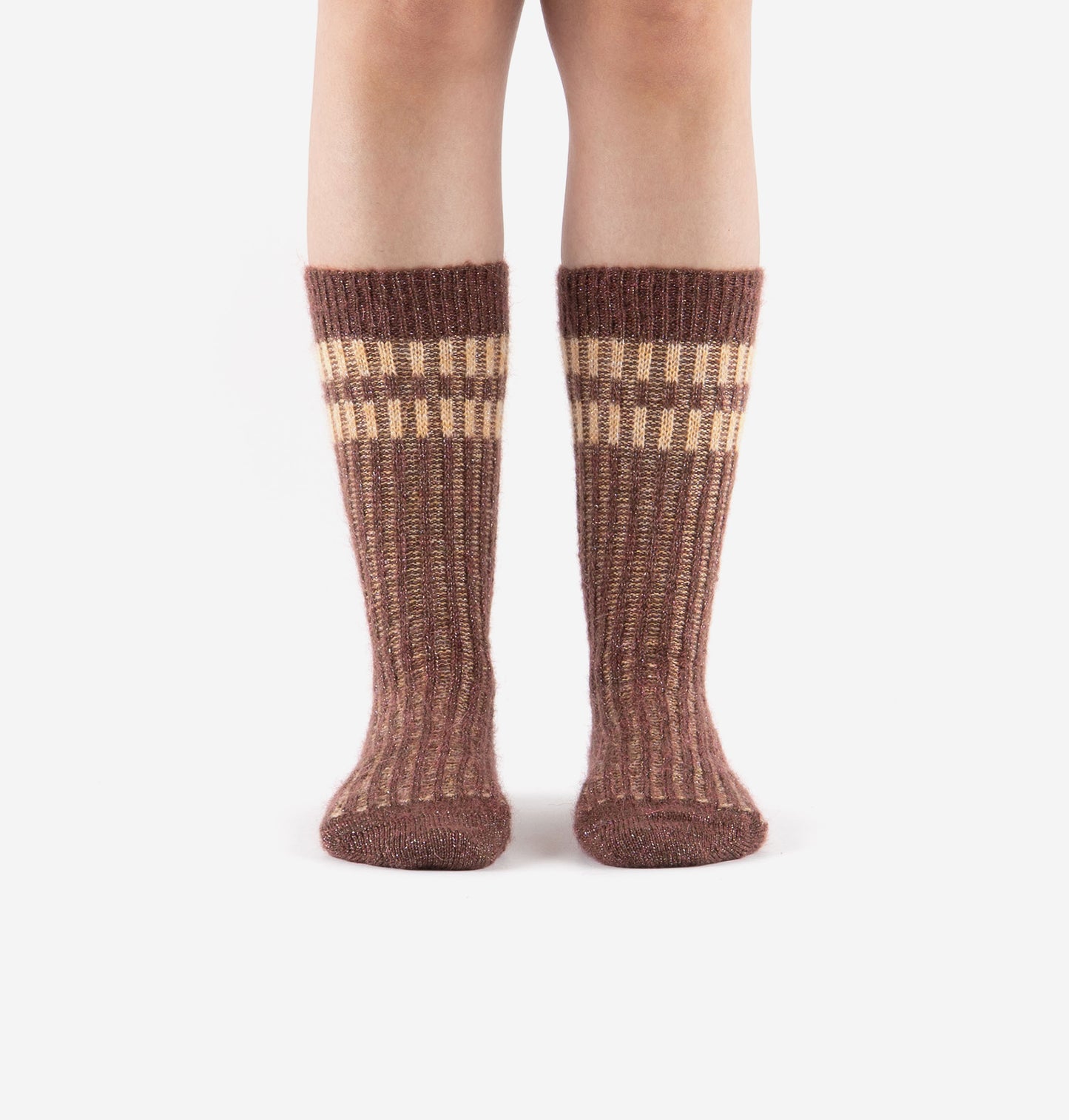 V 9126045 Mohair touch of shimmer socks terracotta