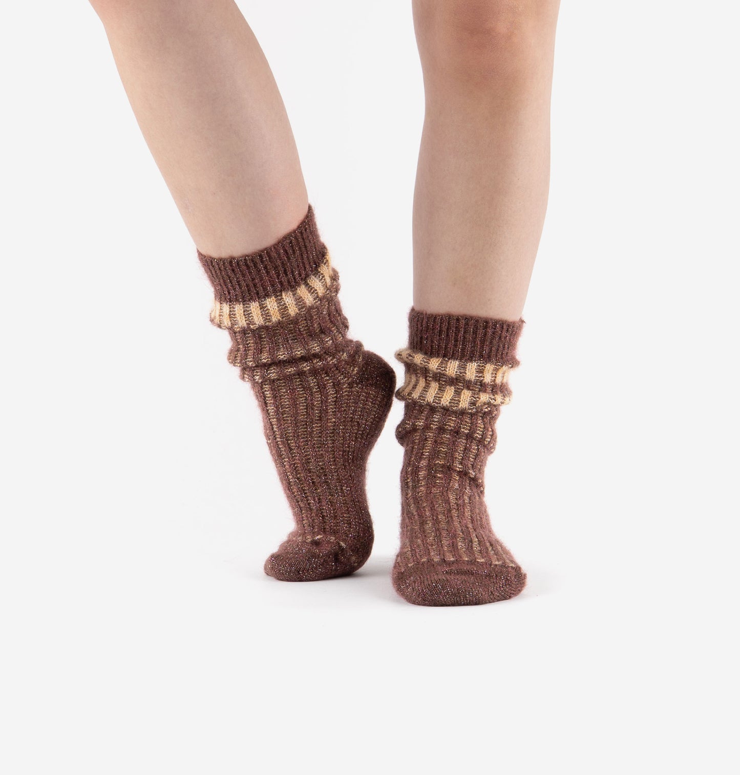 V 9126045 Mohair touch of shimmer socks terracotta
