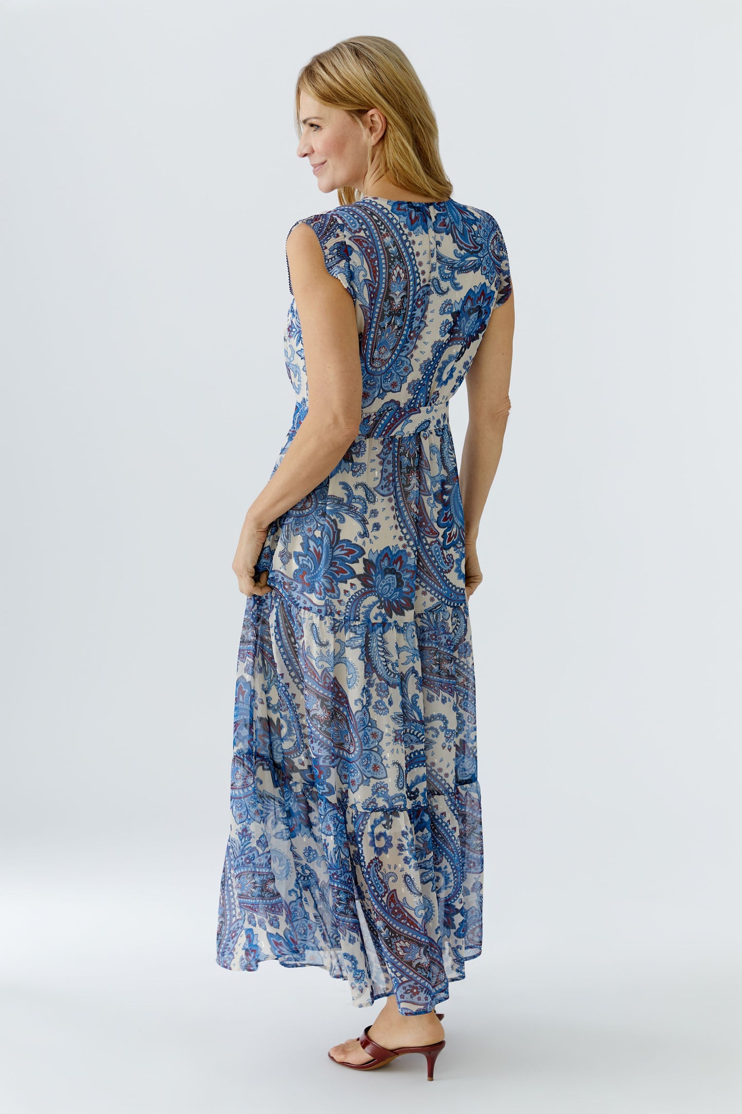O 96366 Printed cap sleeve maxi dress