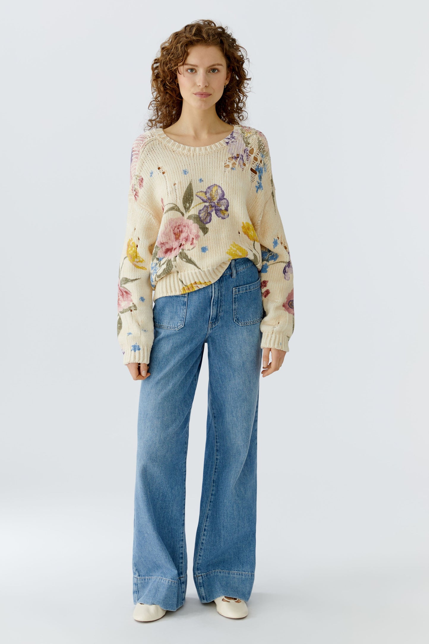 O 96776 Flower print relaxed cotton jumper