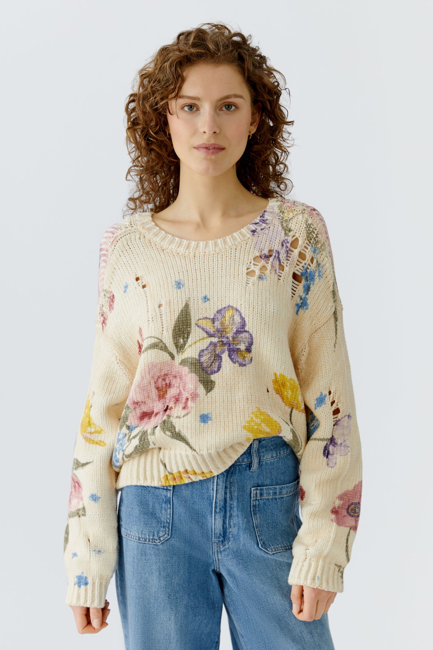 O 96776 Flower print relaxed cotton jumper