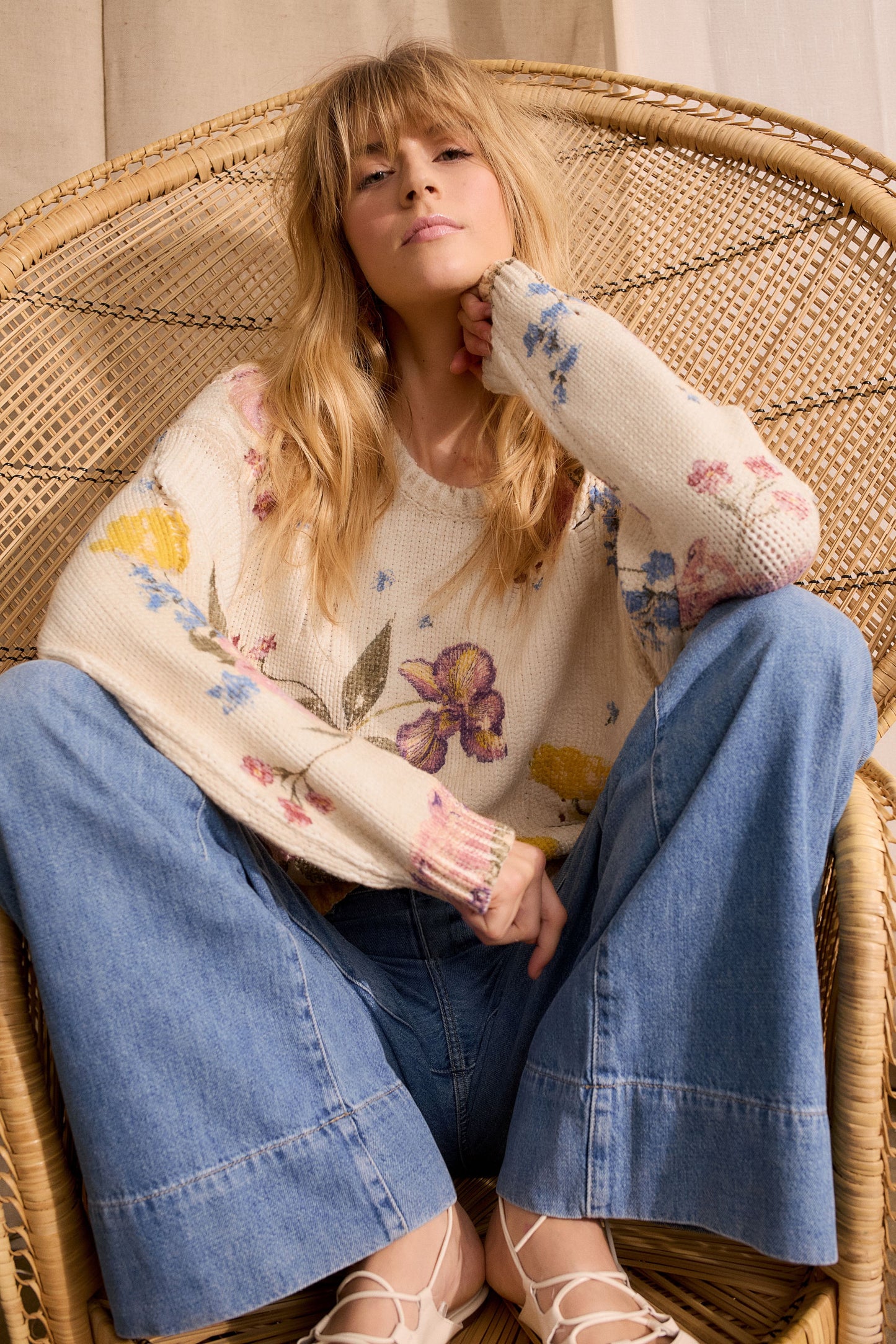 O 96776 Flower print relaxed cotton jumper