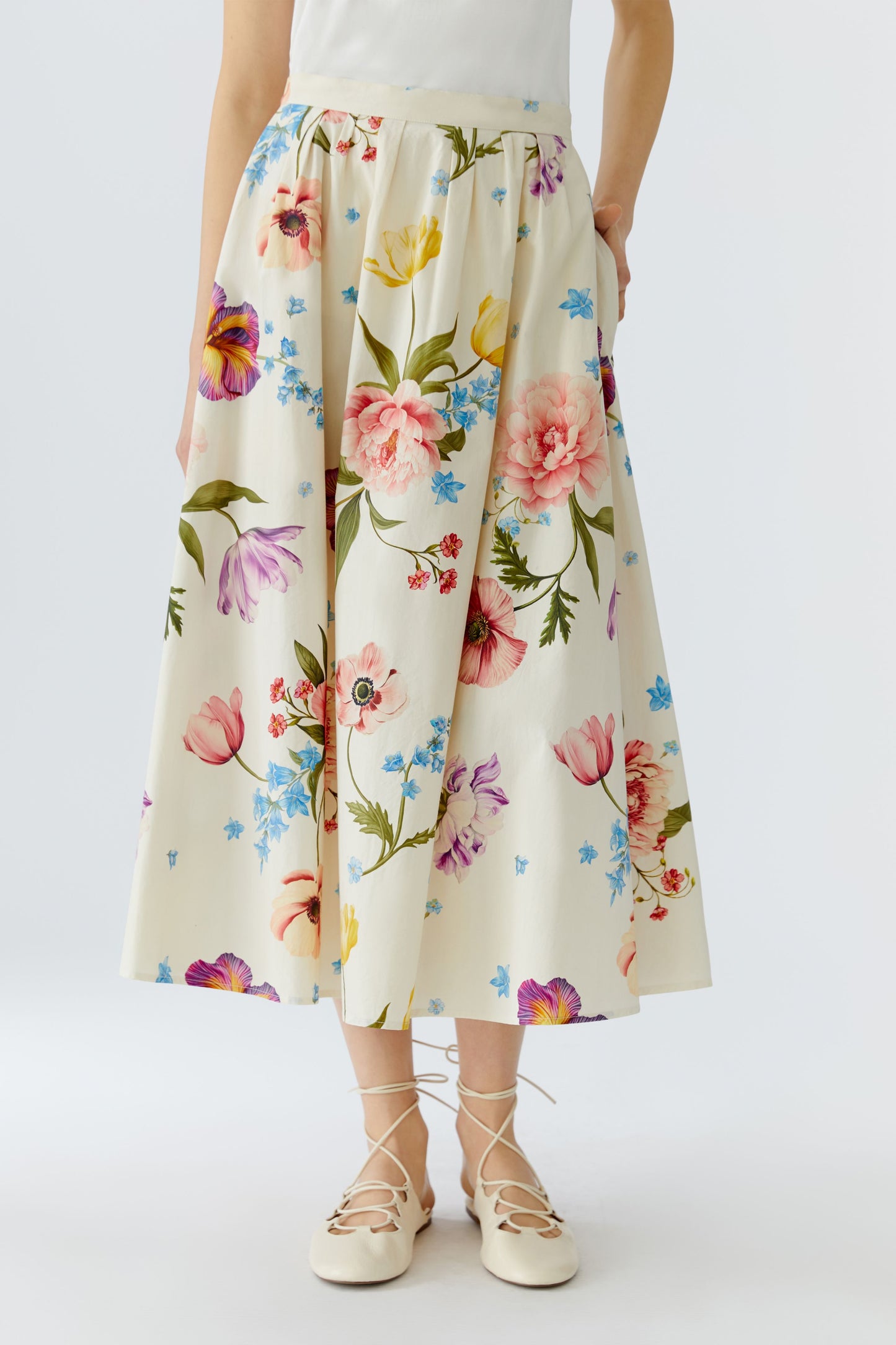O 97098 Floral printed cotton dirndl skirt
