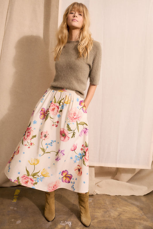 O 97098 Floral printed cotton dirndl skirt