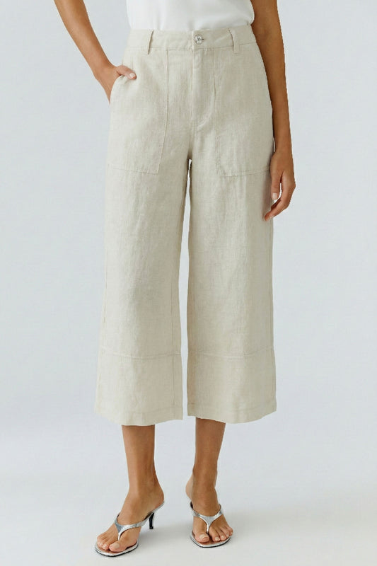 O 97141 Linen patch pocket wide leg trousers