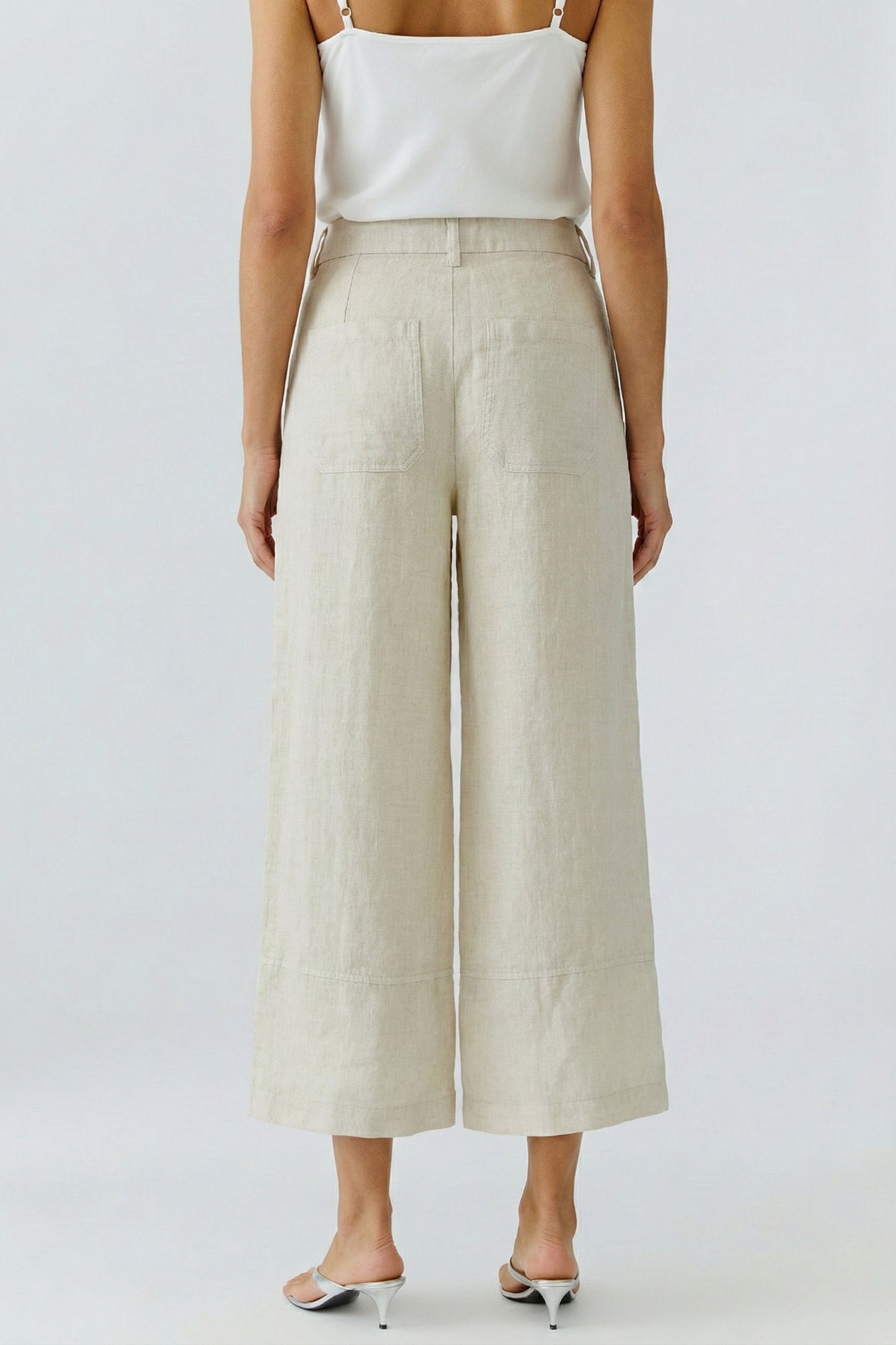 O 97141 Linen patch pocket wide leg trousers