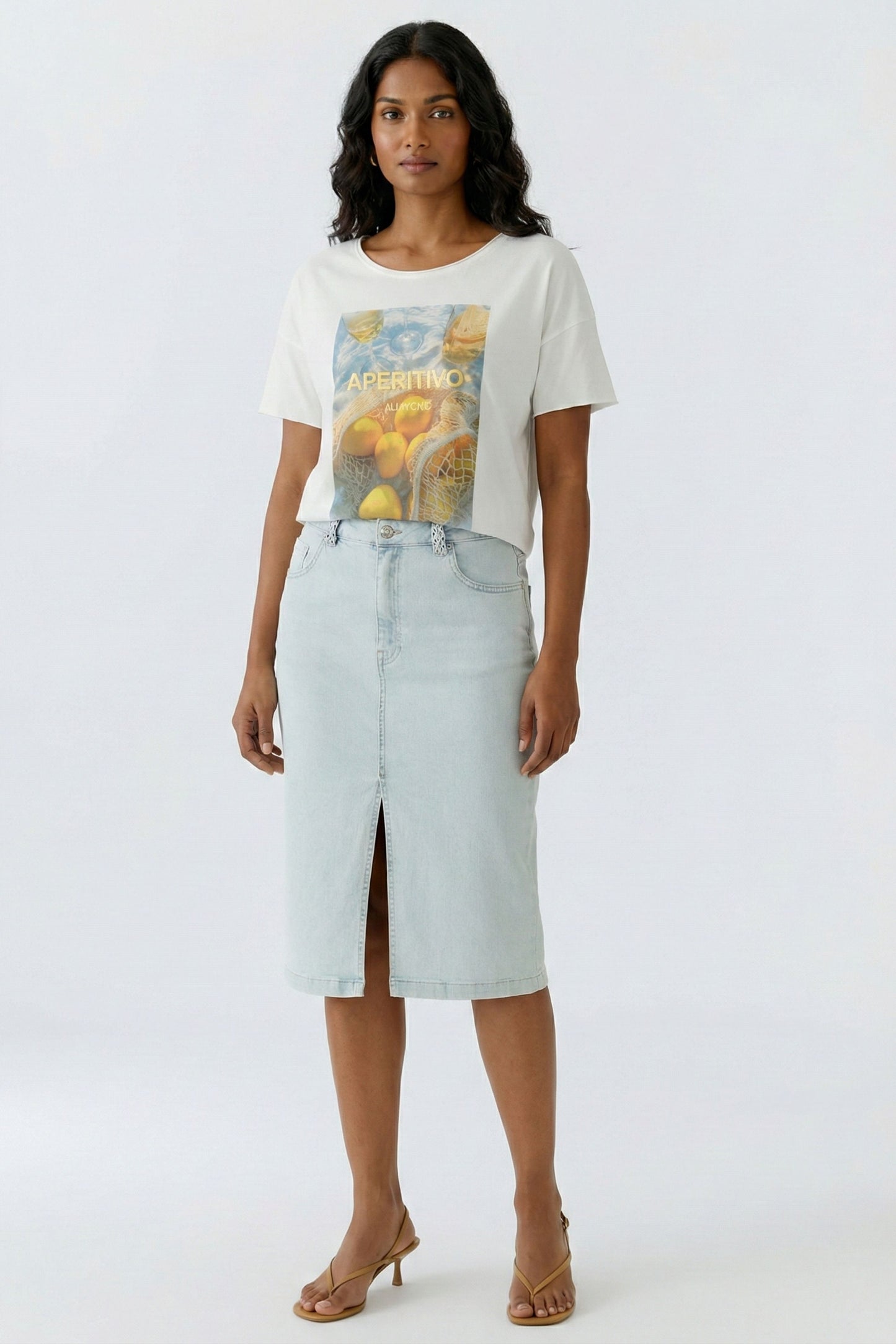 O 97186 Denim midi skirt