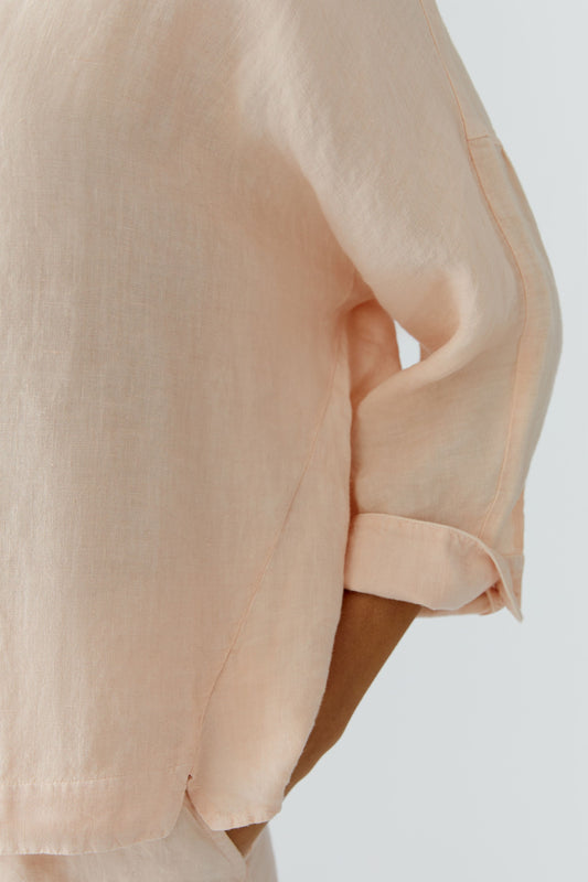 O 97170 Linen shaped notch neck dress