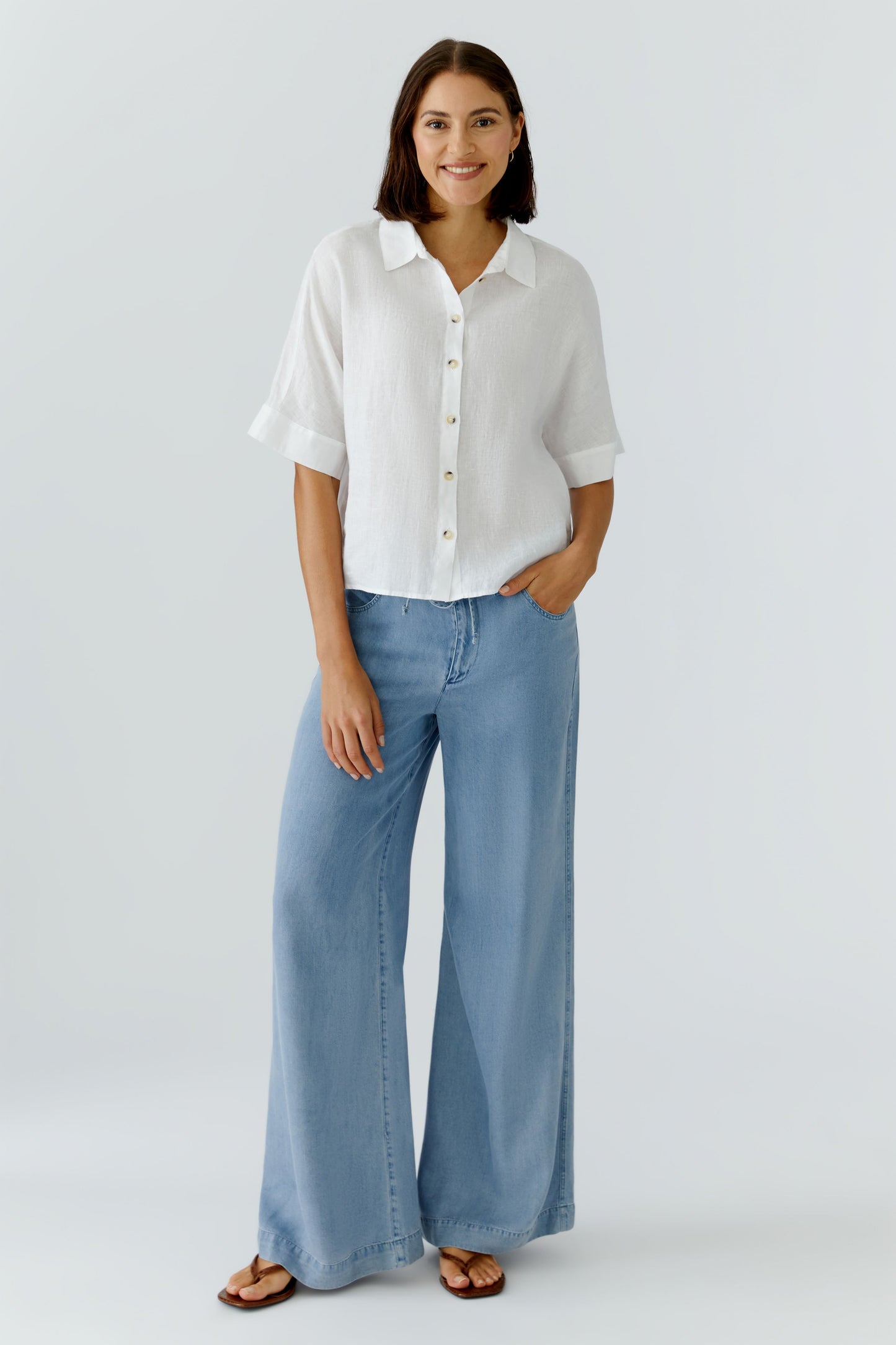 O 97229 Boxy half sleeve linen shirt