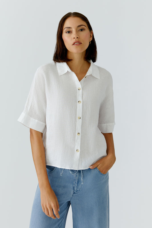 O 97229 Boxy half sleeve linen shirt