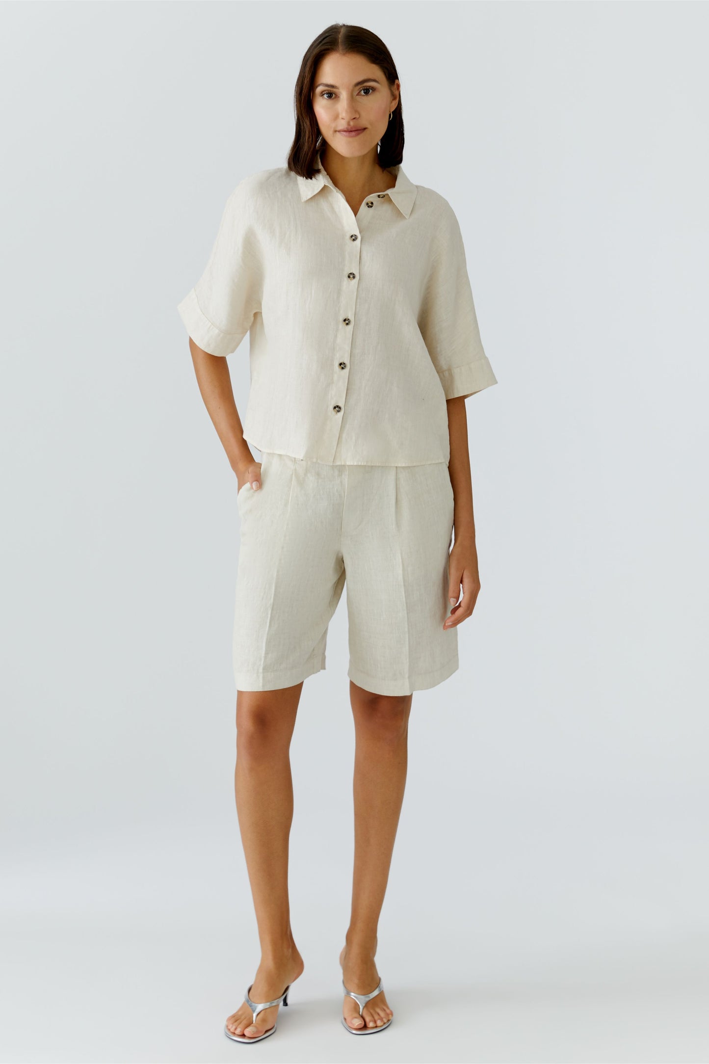 O 97229 Boxy half sleeve linen shirt