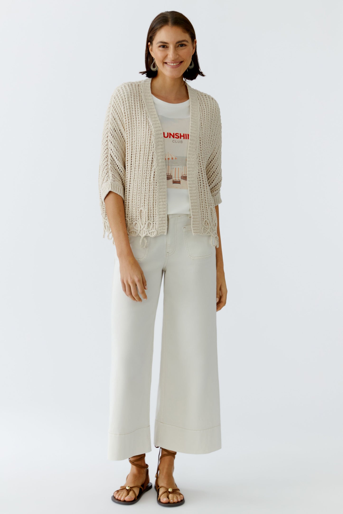 O 97326 Open weave and decorative knit cardi
