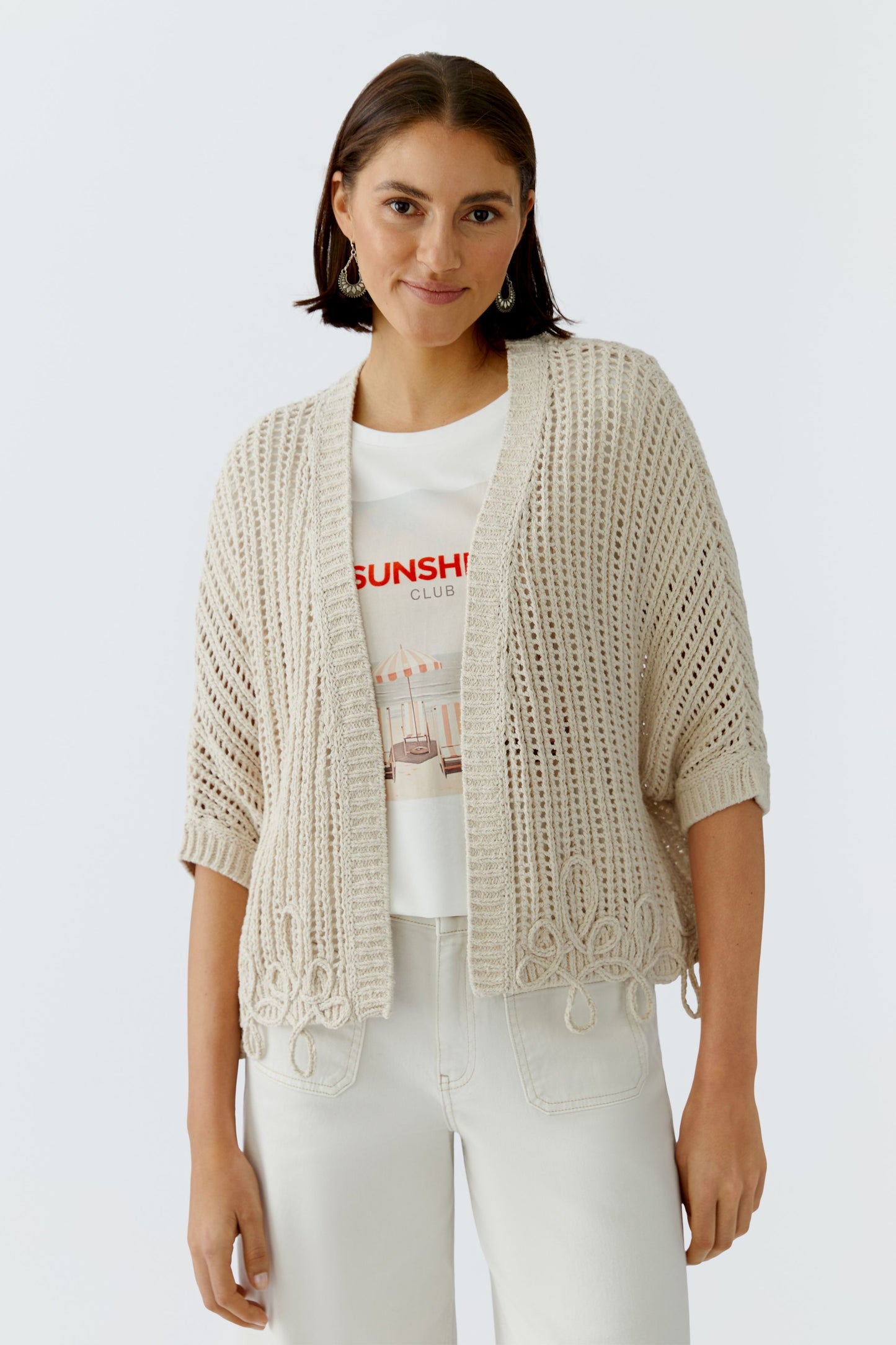 O 97326 Open weave and decorative knit cardi