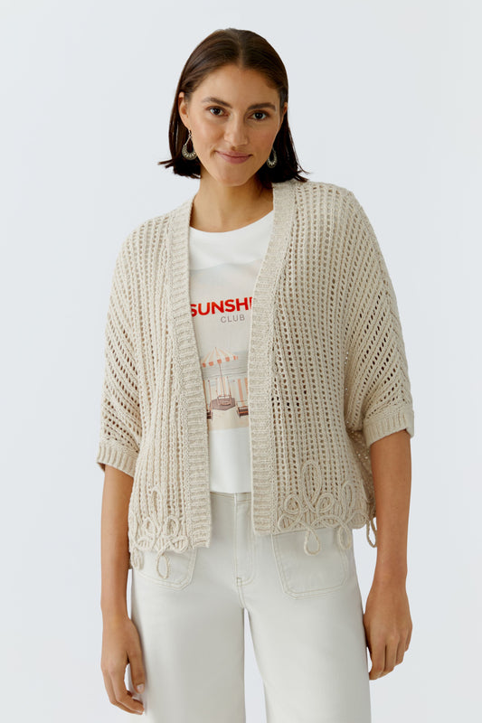 O 97326 Open weave and decorative knit cardi