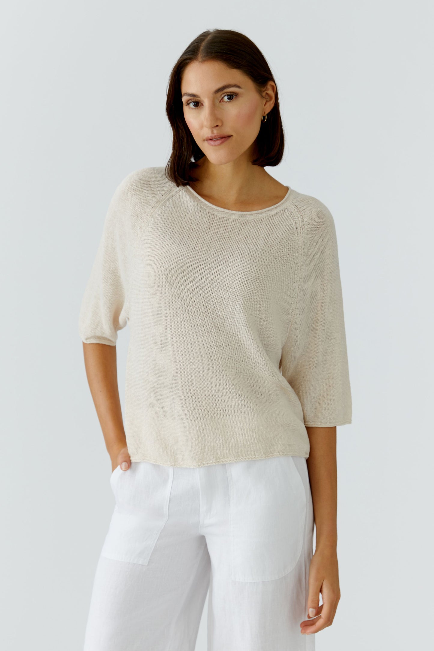 O 97419 Linen Fine knit 1/2 sleeve top