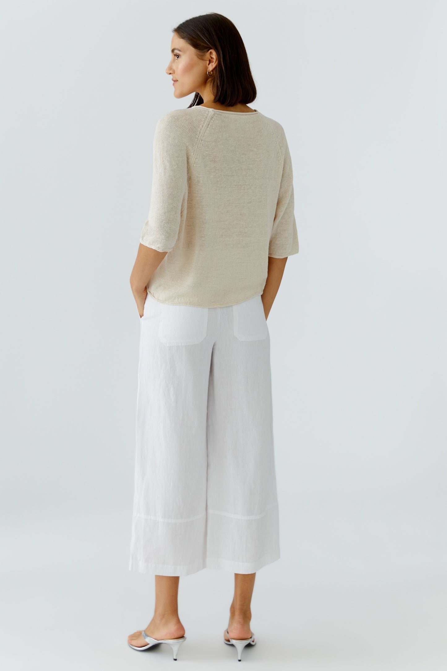 O 97419 Linen Fine knit 1/2 sleeve top