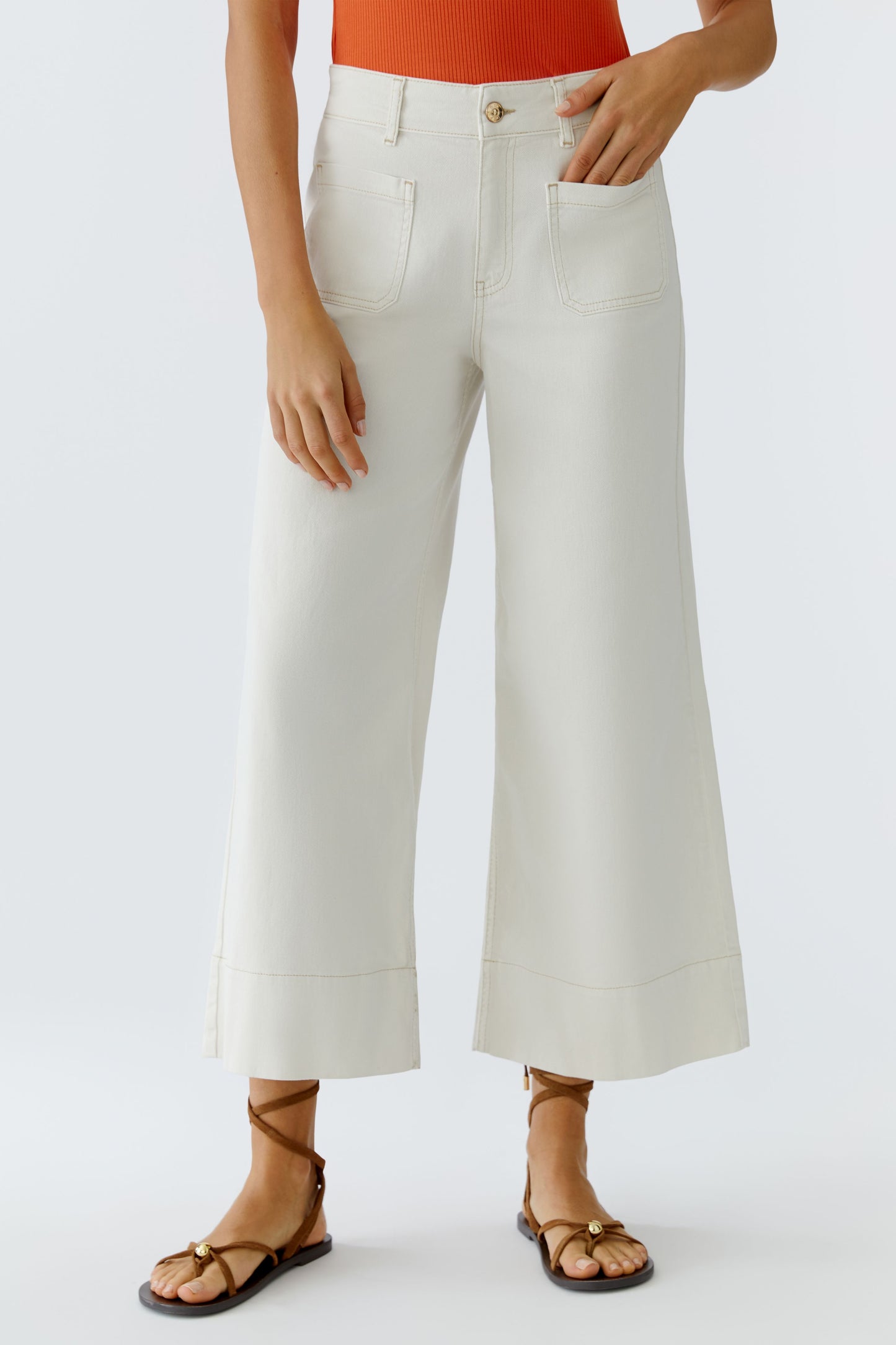 O 97480 Wide leg flair contrast stitch jeans