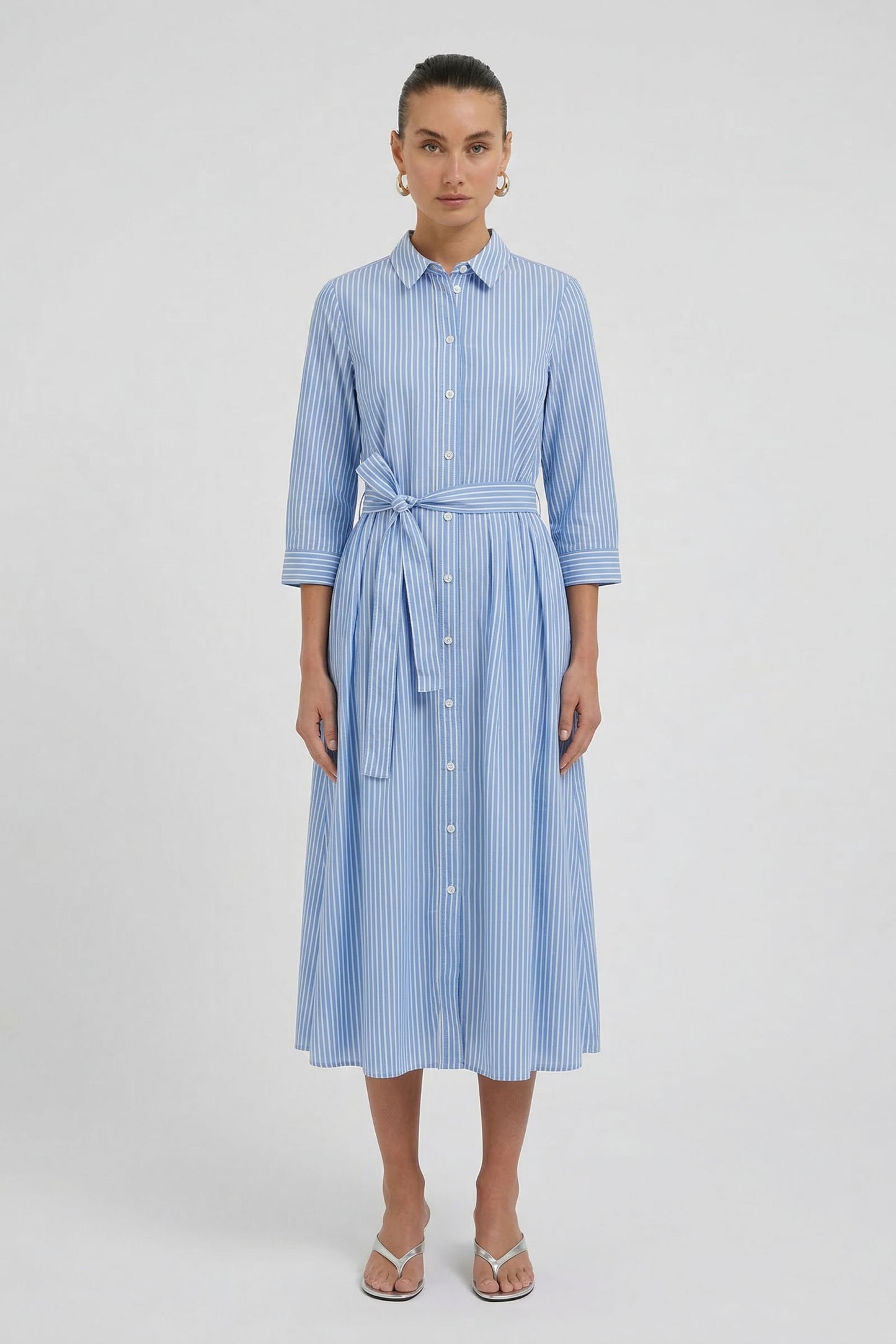O 98845 Stripe cotton button through dress