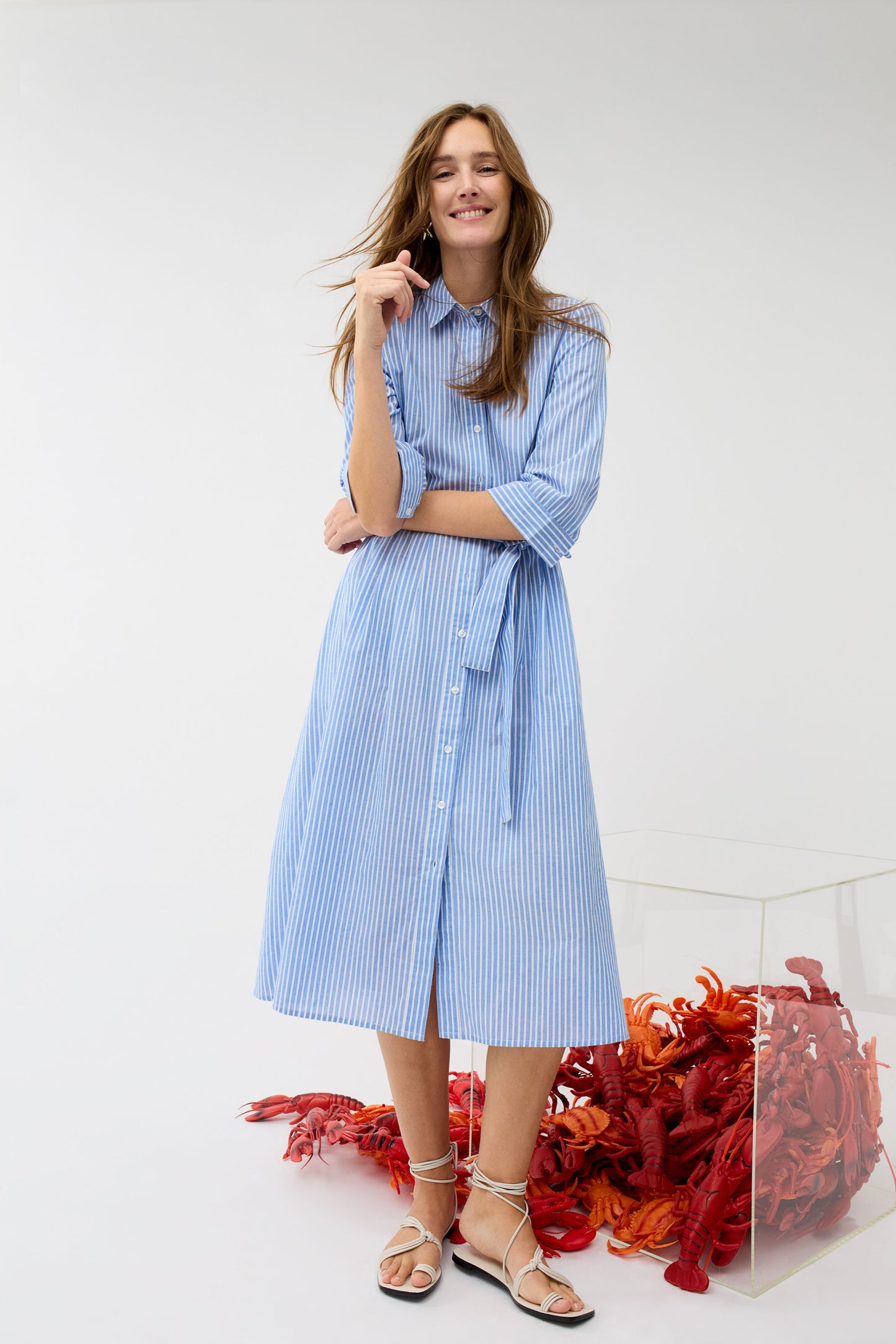O 98845 Stripe cotton button through dress