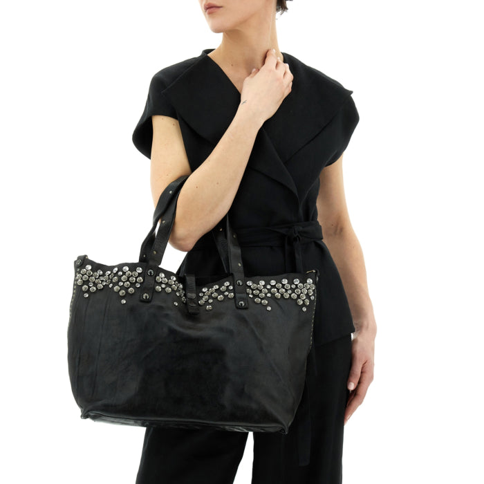 C 290 Bella Flower & diamonte stud trim shopper