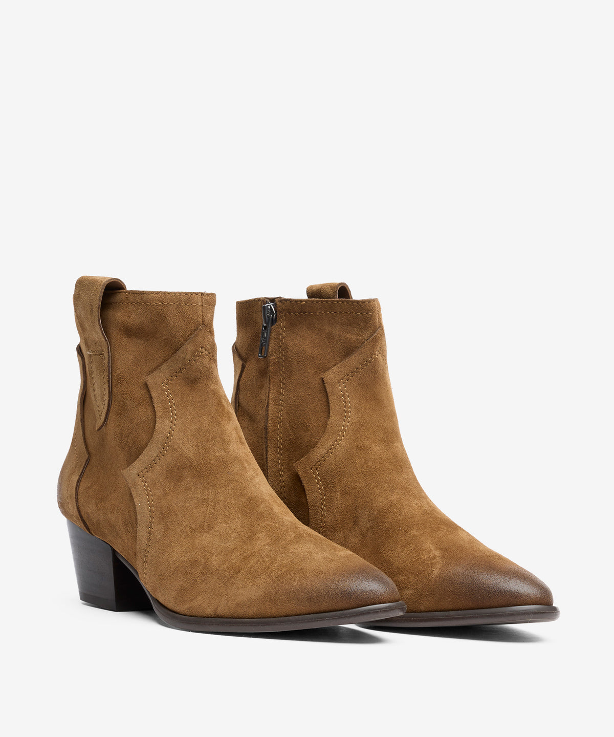 A Flare Cuban heel suede western boot