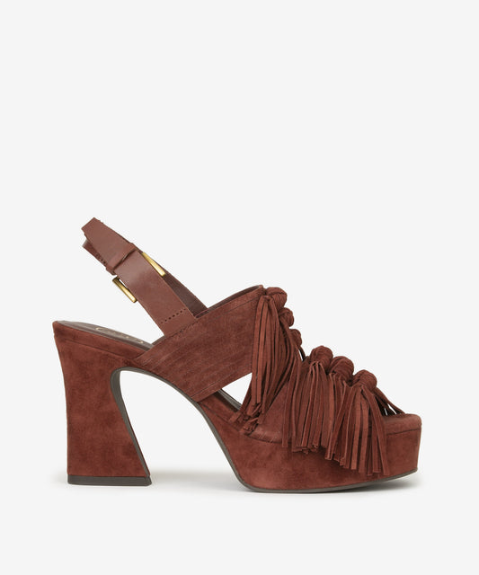 A 152887 Oprah Fringed stack heel sandal