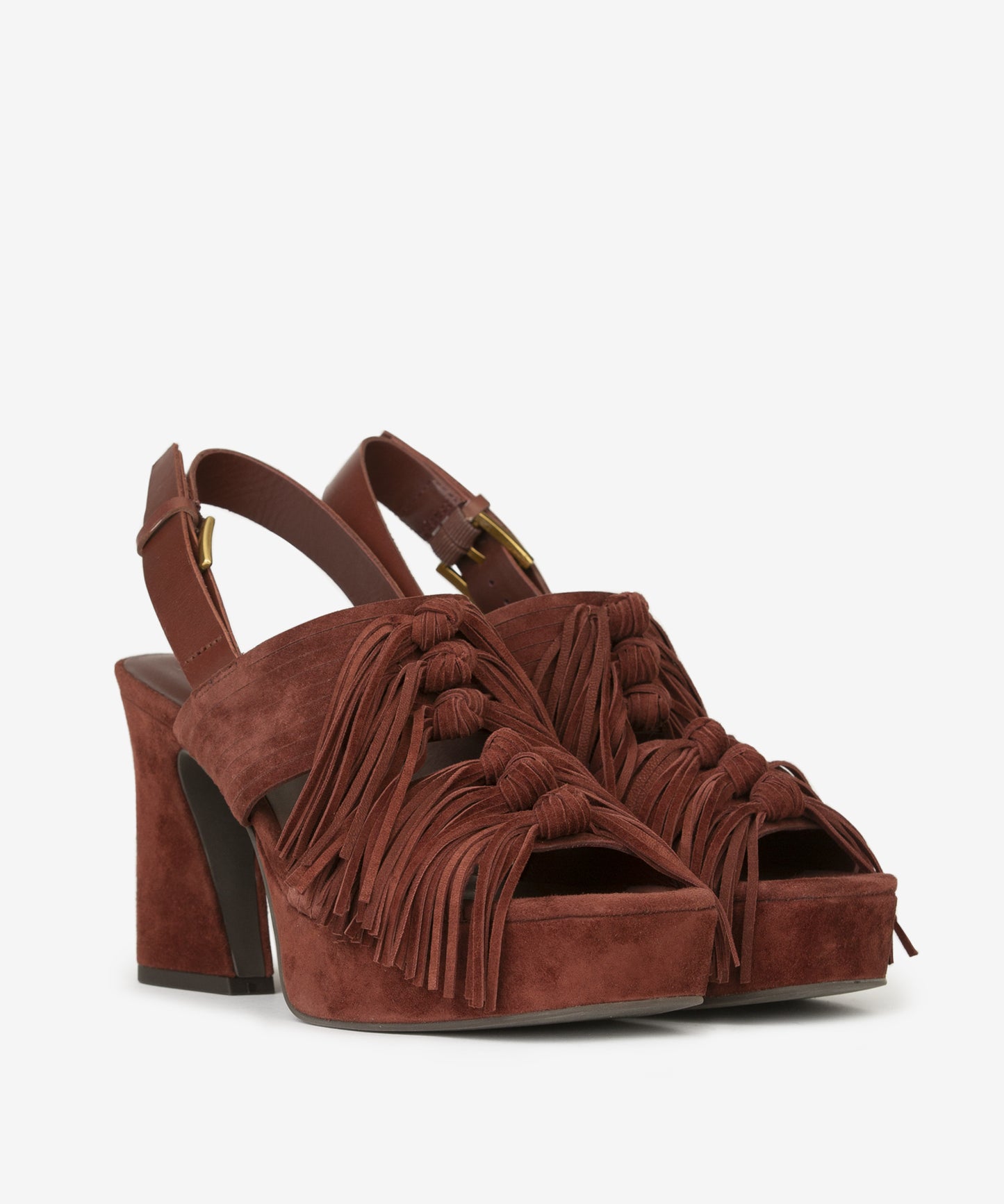 A 152887 Oprah Fringed stack heel sandal