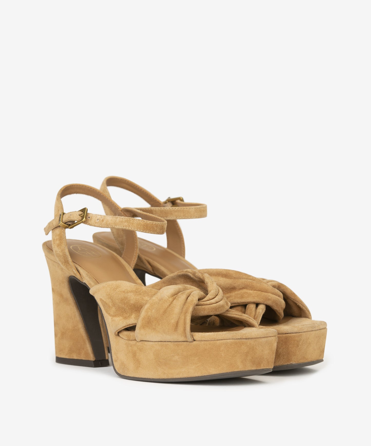 A 152909 Opus suede twist vamp high stack heel sandal
