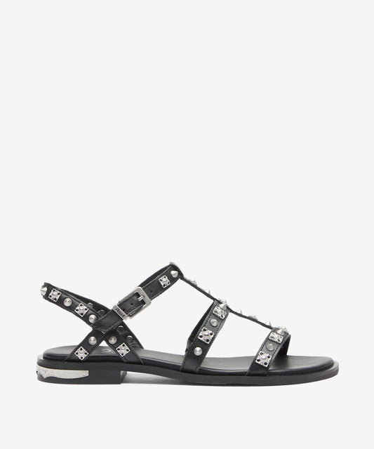 A 153111 Parka Leather Flower stud flat sandal