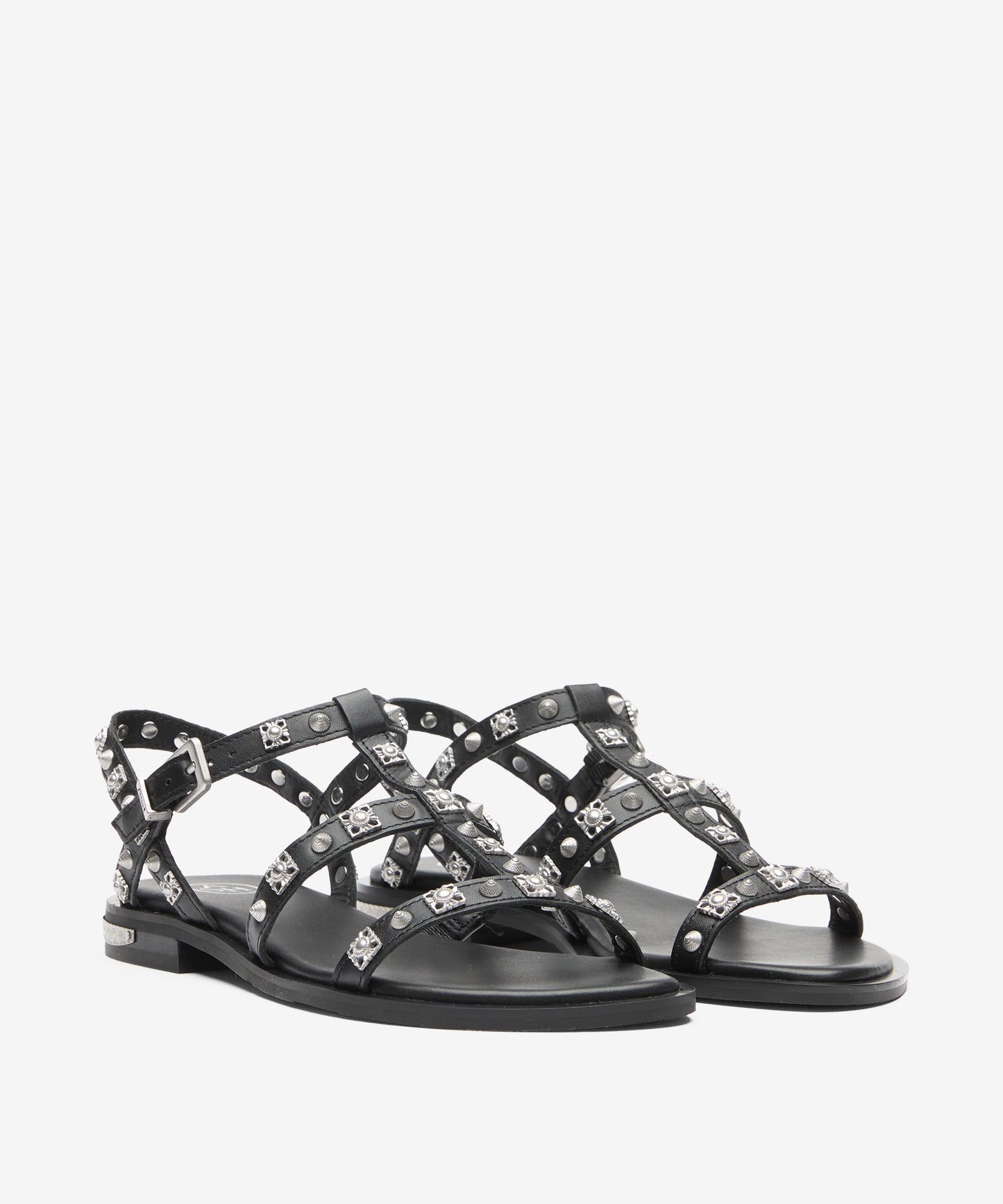 A 153111 Parka Leather Flower stud flat sandal