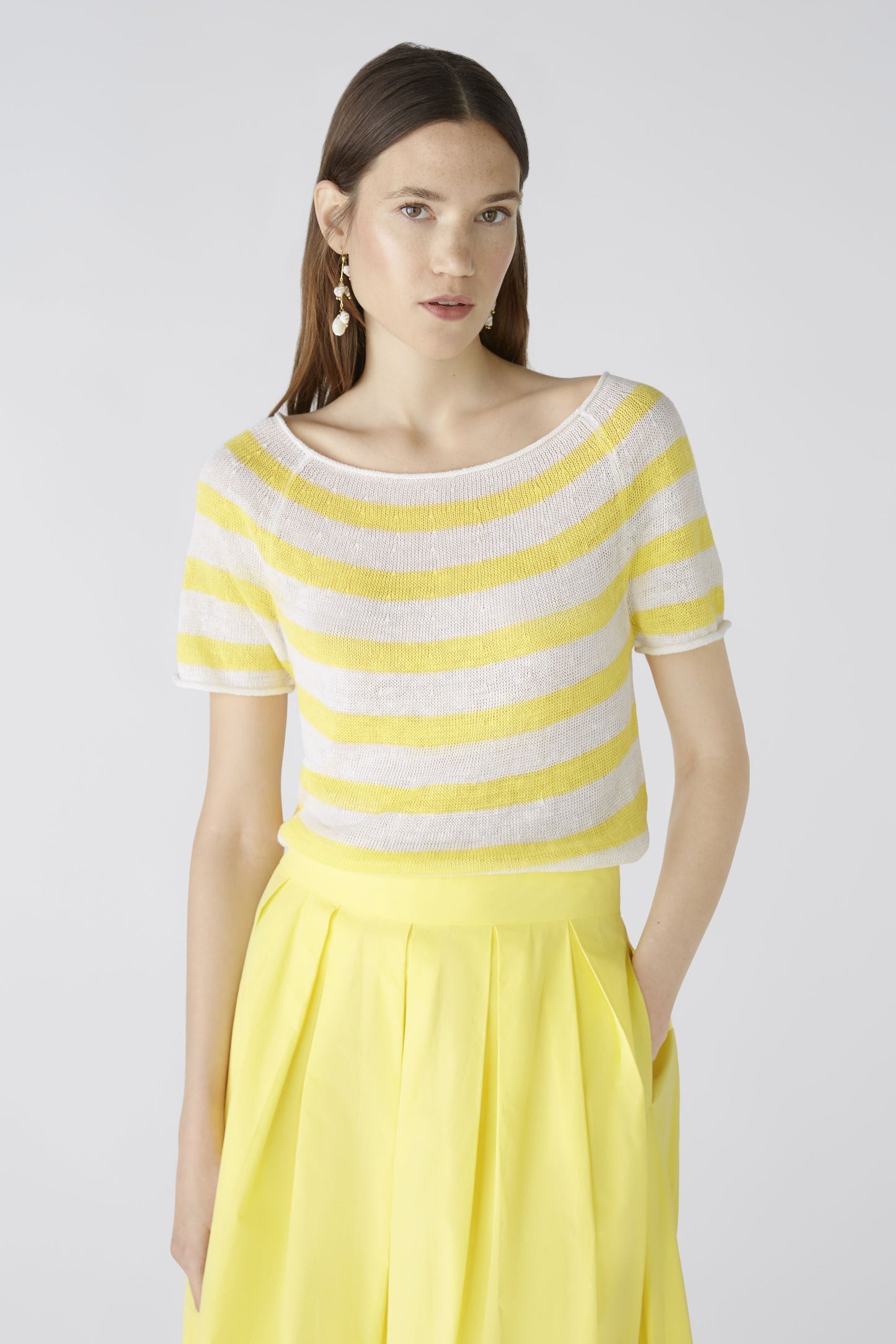 O 87468 Stripe linen knit s/s top