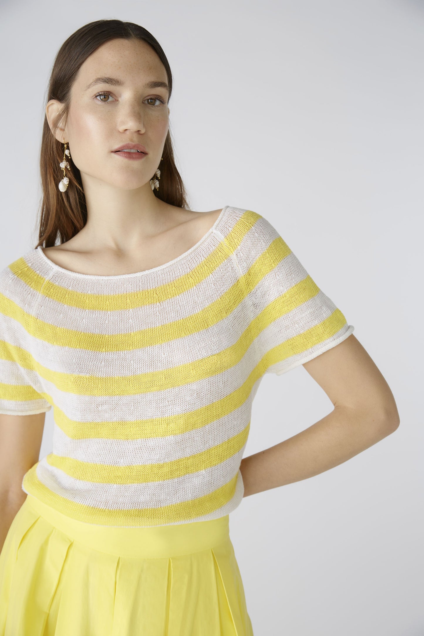 O 87468 Stripe linen knit s/s top