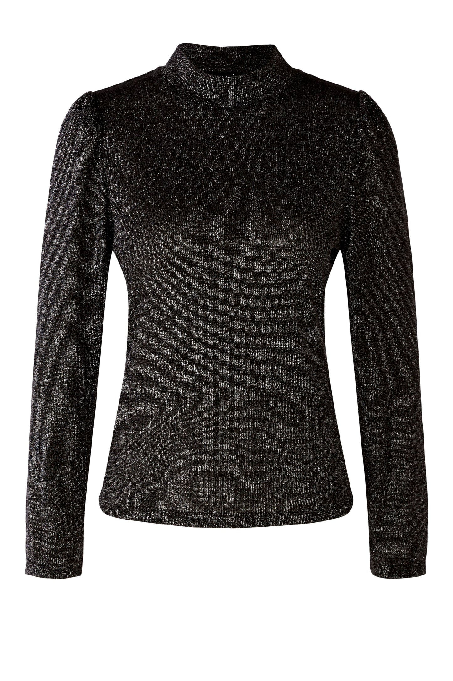 O 79662 Lurex Turtle neck top Black sparkle