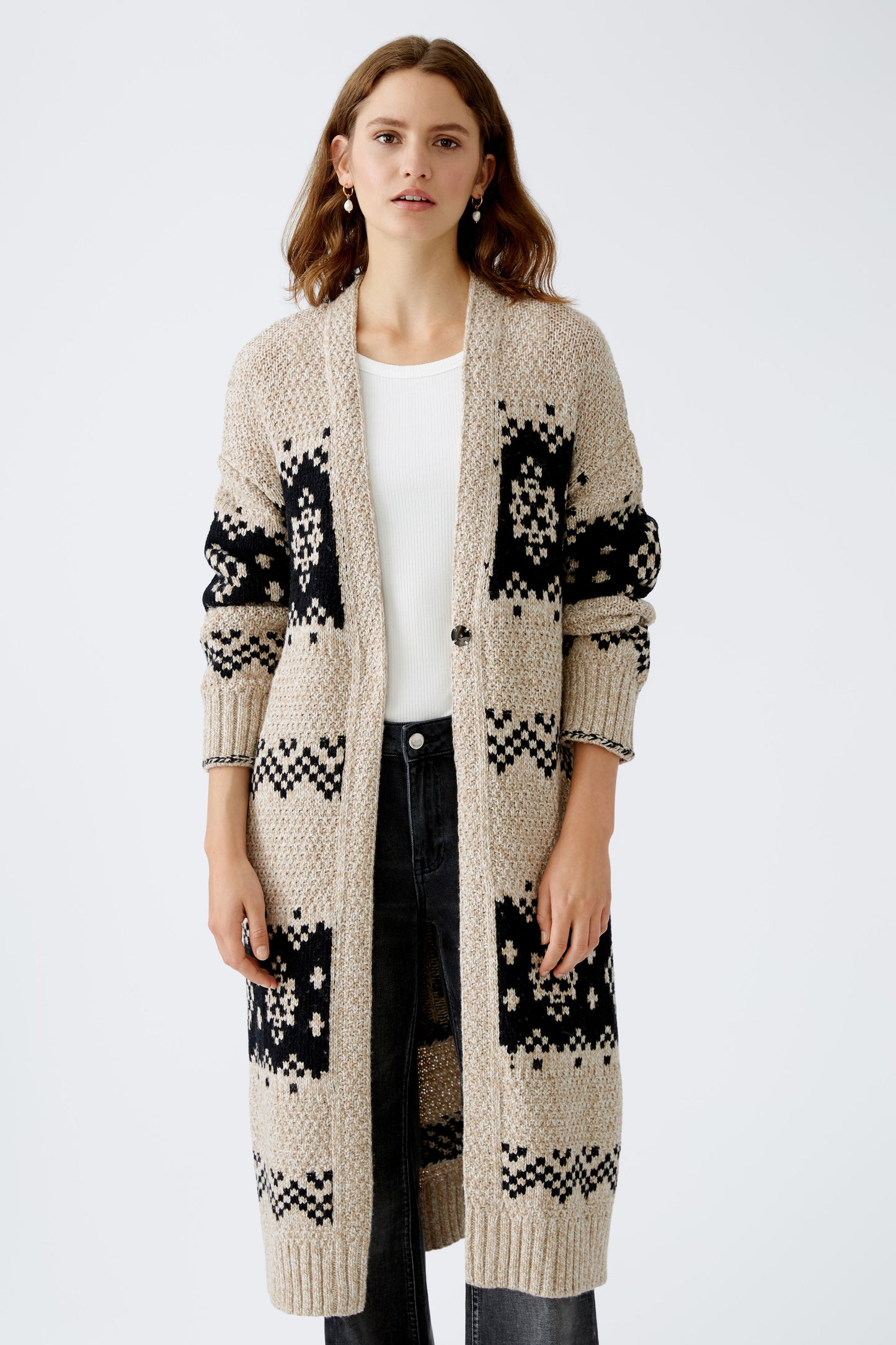 O 89840 Patterned knit coatigan