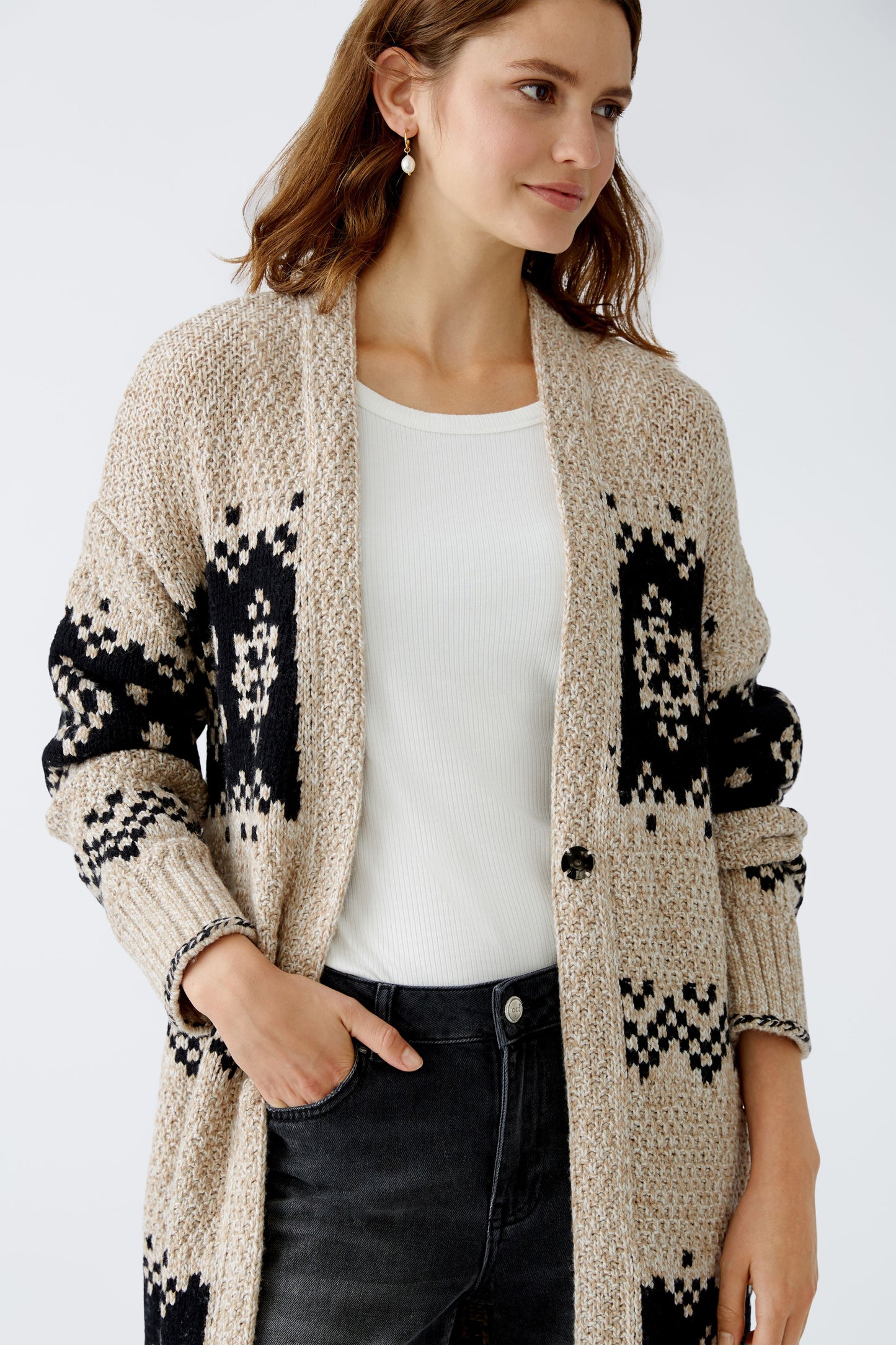 O 89840 Patterned knit coatigan