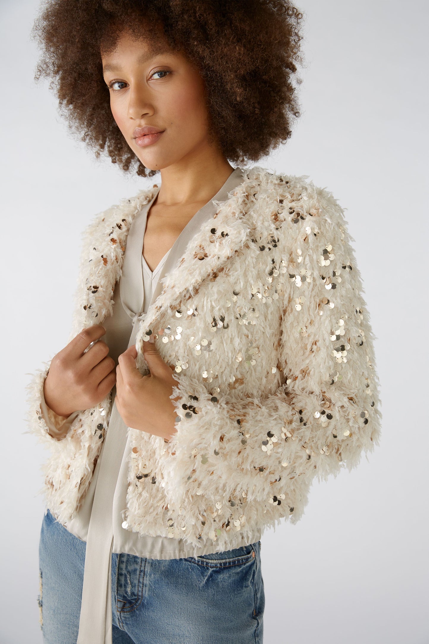 O 88857 Feather  & sequin jacket