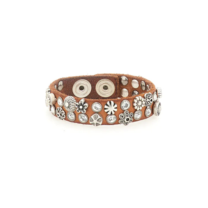 C C024010-x2743 Crystal & ornate stud leather bracelet