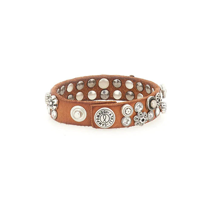 C C024010-x2743 Crystal & ornate stud leather bracelet